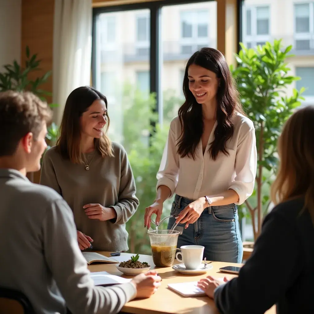 Friss, szárított gyógynövények elhelyezve egy szépen terített asztalon.